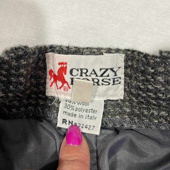 Vintage 1980s Crazy Horse high rise Italian wool pants tapered leg gray - Picture 11 of 16